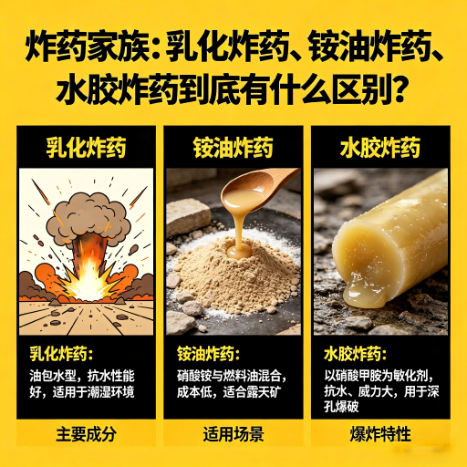 台江炸药家族：乳化炸药、铵油炸药、水胶炸药到底有什么区别？